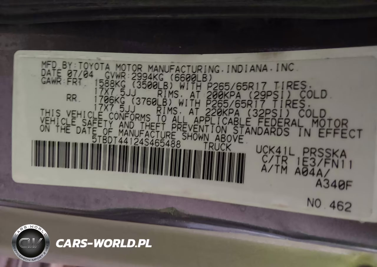 2004 Toyota Tundra Sr5 V8 VIN:5TBDT44124S465488 - 9