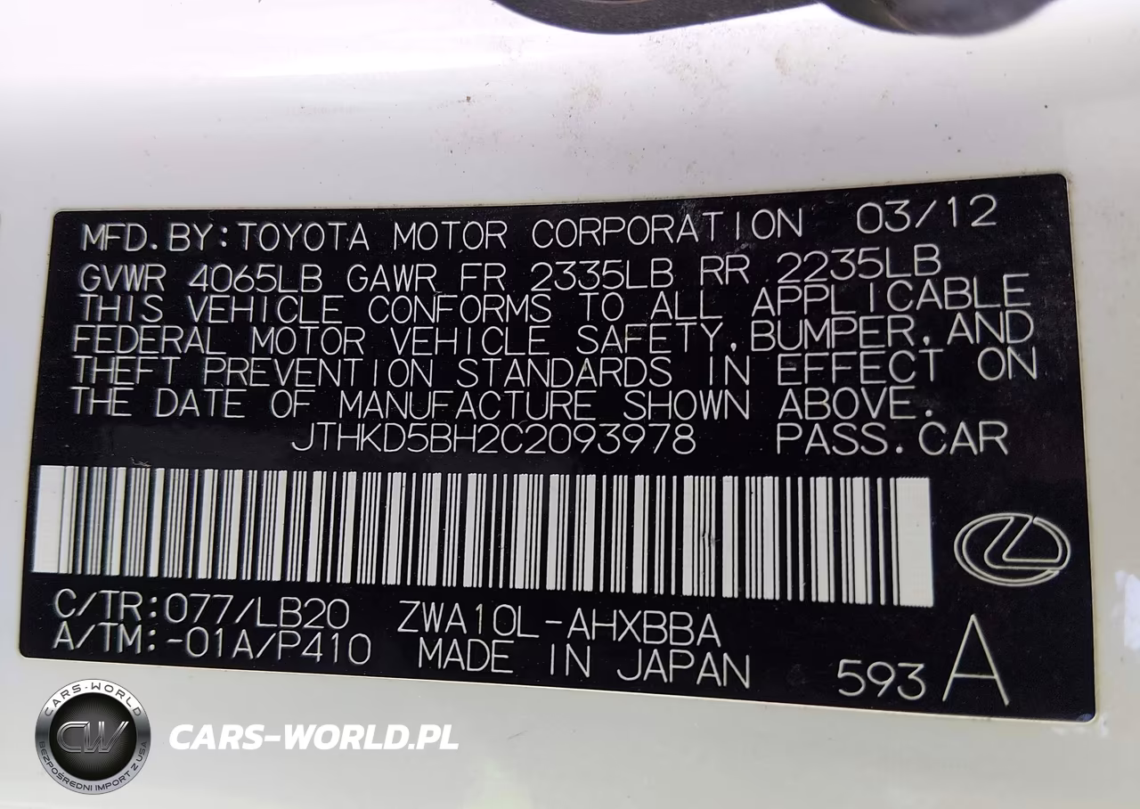 2012 Lexus Ct 200H Premium VIN:JTHKD5BH2C2093978 - 9