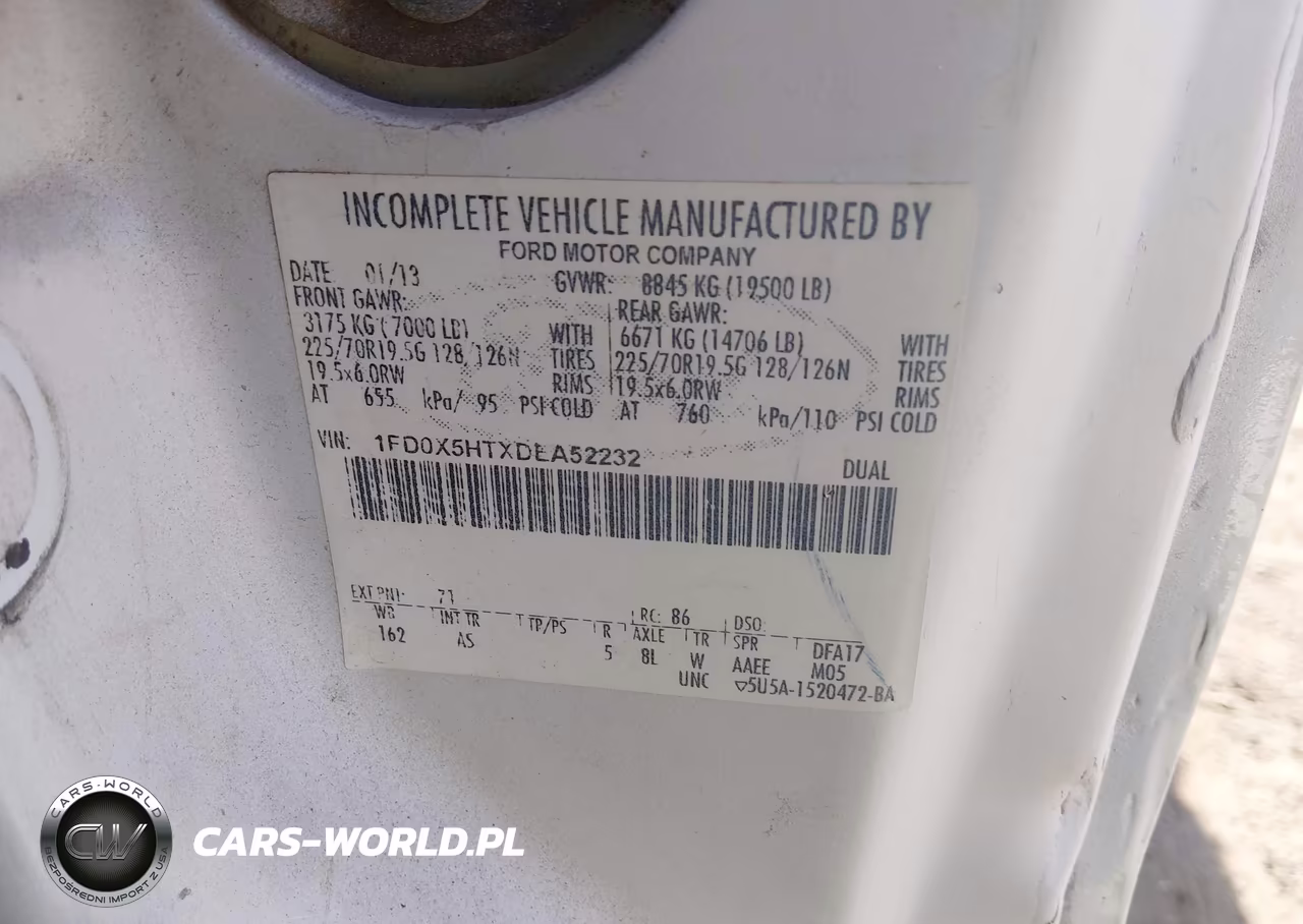 2013 Ford F-550 Chassis Xl VIN:1FD0X5HTXDEA52232 - 8