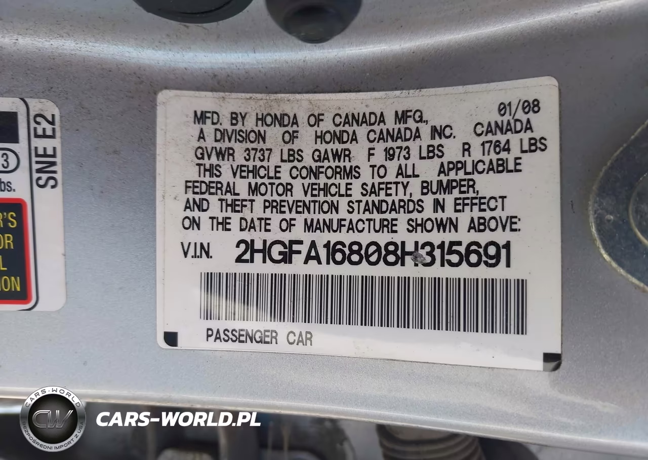 2008 Honda Civic Ex VIN:2HGFA16808H315691 - 9