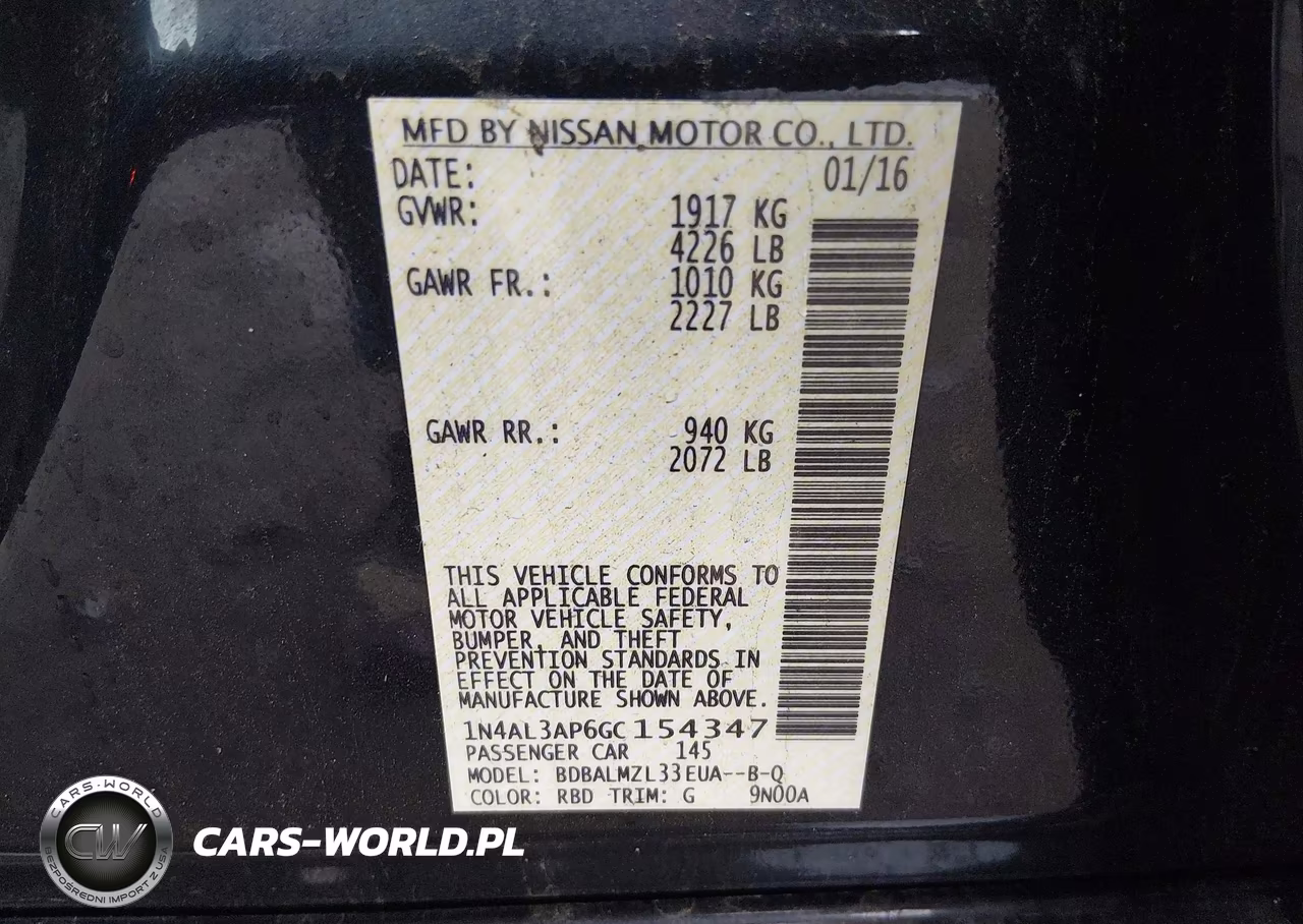 2016 Nissan Altima 2.5-2.5 S-2.5 Sl-2.5 Sr-2.5 Sv VIN:1N4AL3AP6GC154347 - 9