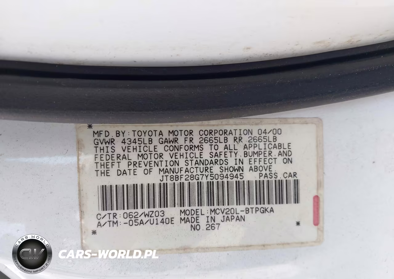 2000 Lexus Es 300 VIN:JT8BF28G7Y5094945 - 9