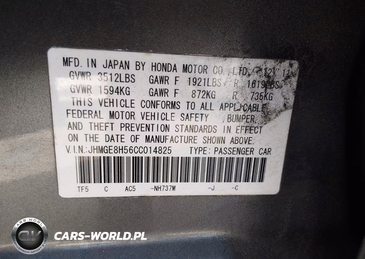 2012 Honda Fit Sport VIN:JHMGE8H56CC014825 - 9