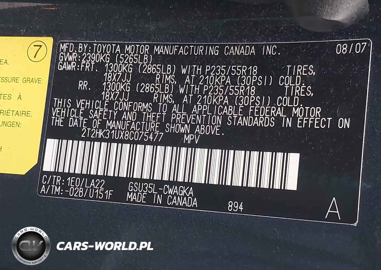 2008 Lexus Rx 350 VIN:2T2HK31UX8C075477 - 9