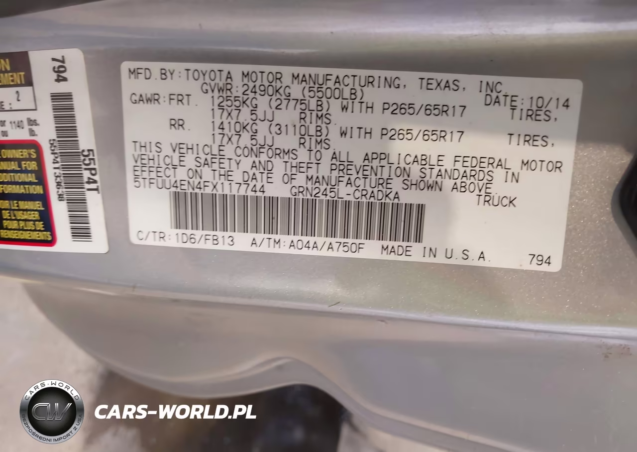 2015 Toyota Tacoma Base V6 VIN:5TFUU4EN4FX117744 - 9