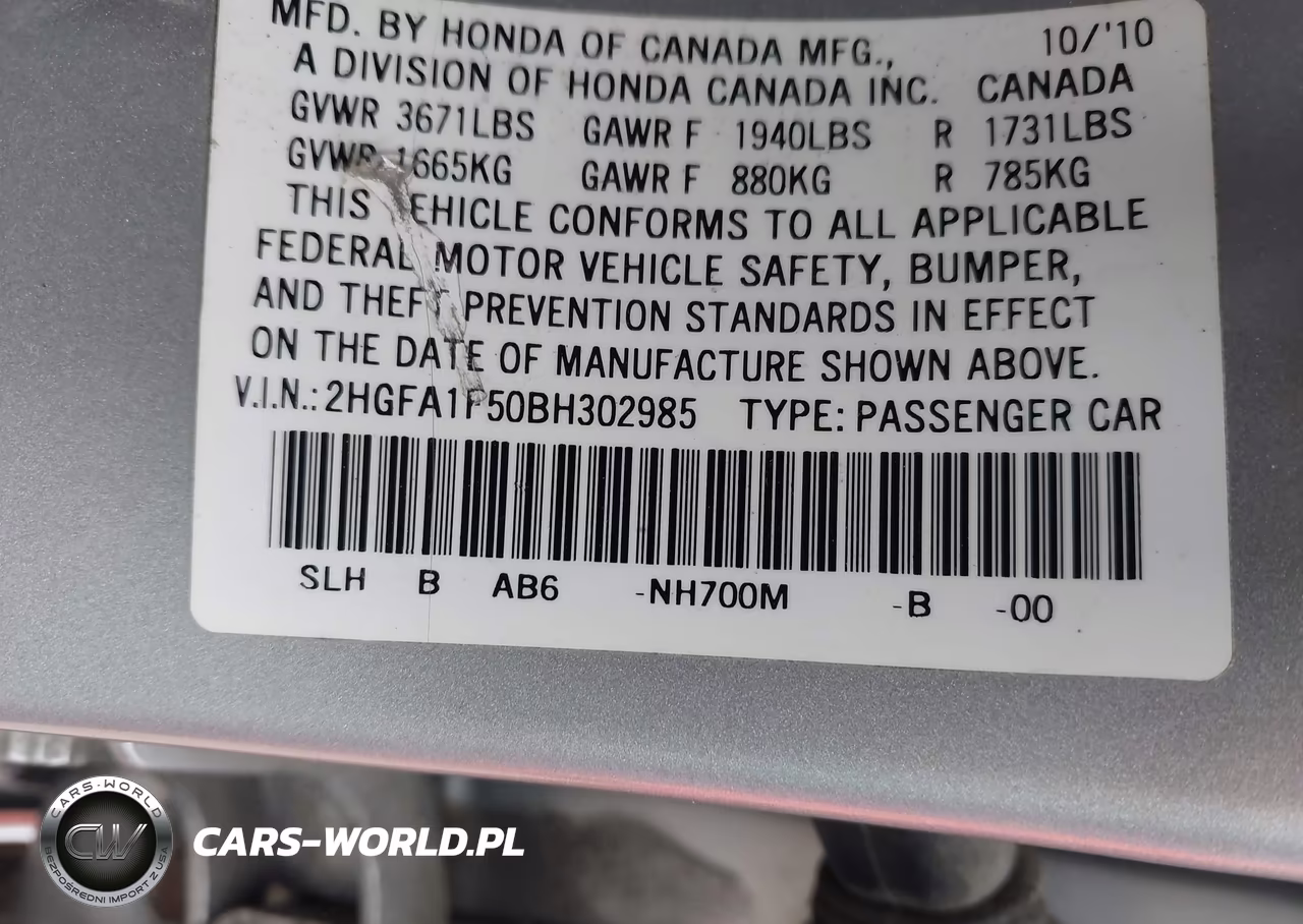 2011 Honda Civic Lx VIN:2HGFA1F50BH302985 - 9