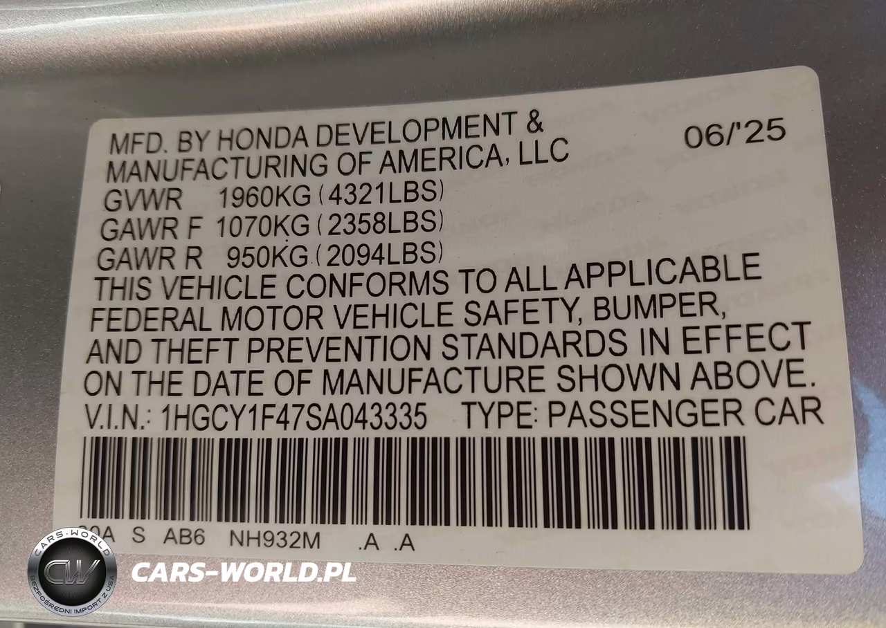 2025 Honda Accord Se VIN:1HGCY1F47SA043335 - 9