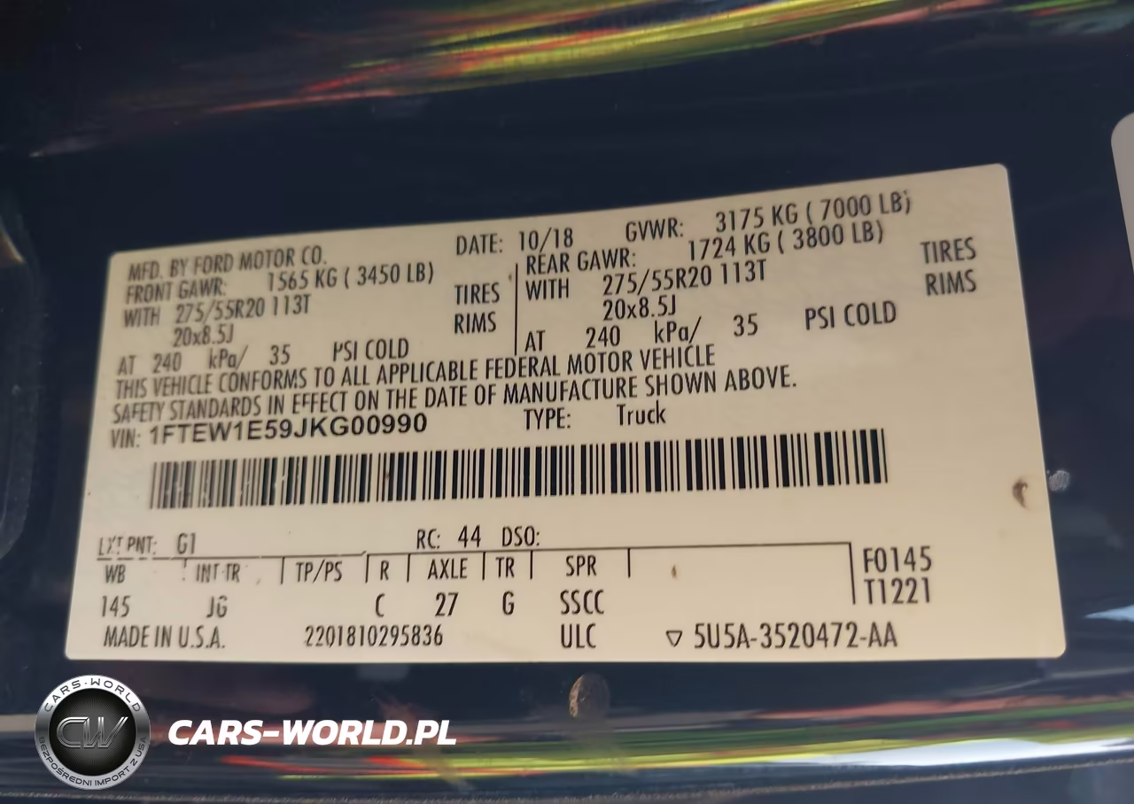 2018 Ford F-150 Xl VIN:1FTEW1E59JKG00990 - 9