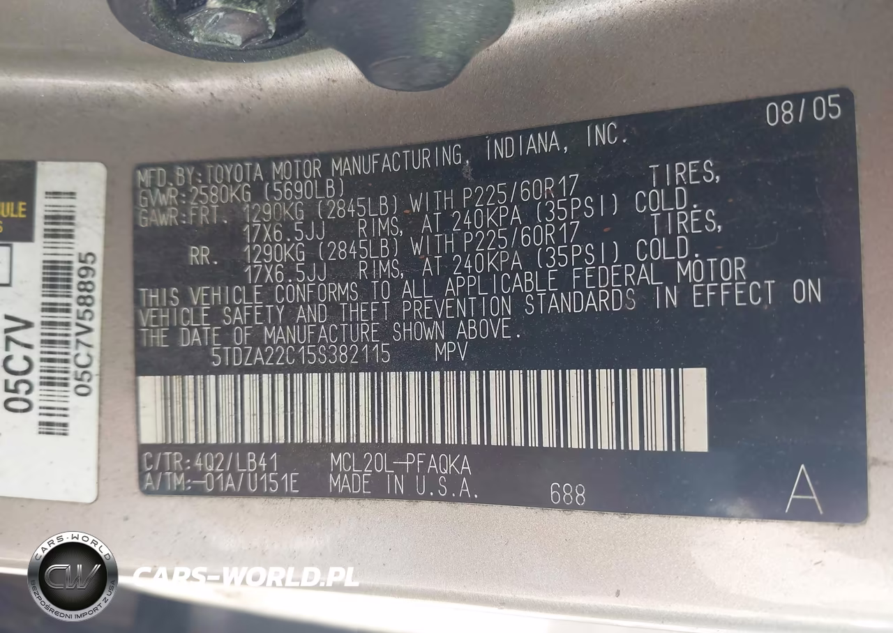 2005 Toyota Sienna Xle VIN:5TDZA22C15S382115 - 9