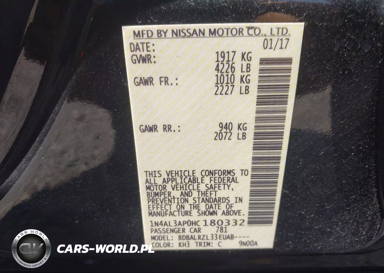 2017 Nissan Altima 2.5 Sl VIN:1N4AL3AP0HC180332 - 9