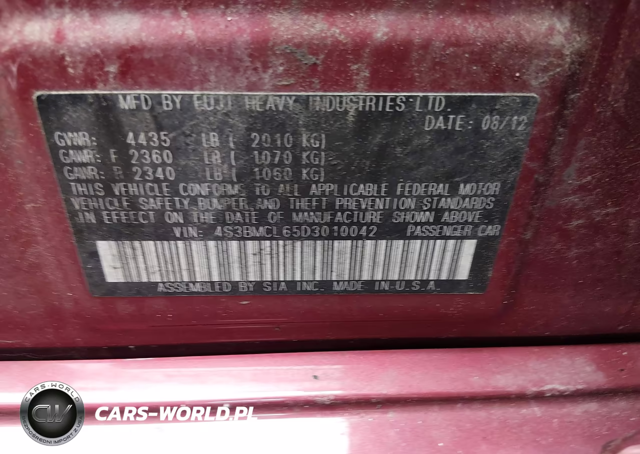 2013 Subaru Legacy 2.5I Limited VIN:4S3BMCL65D3010042 - 9