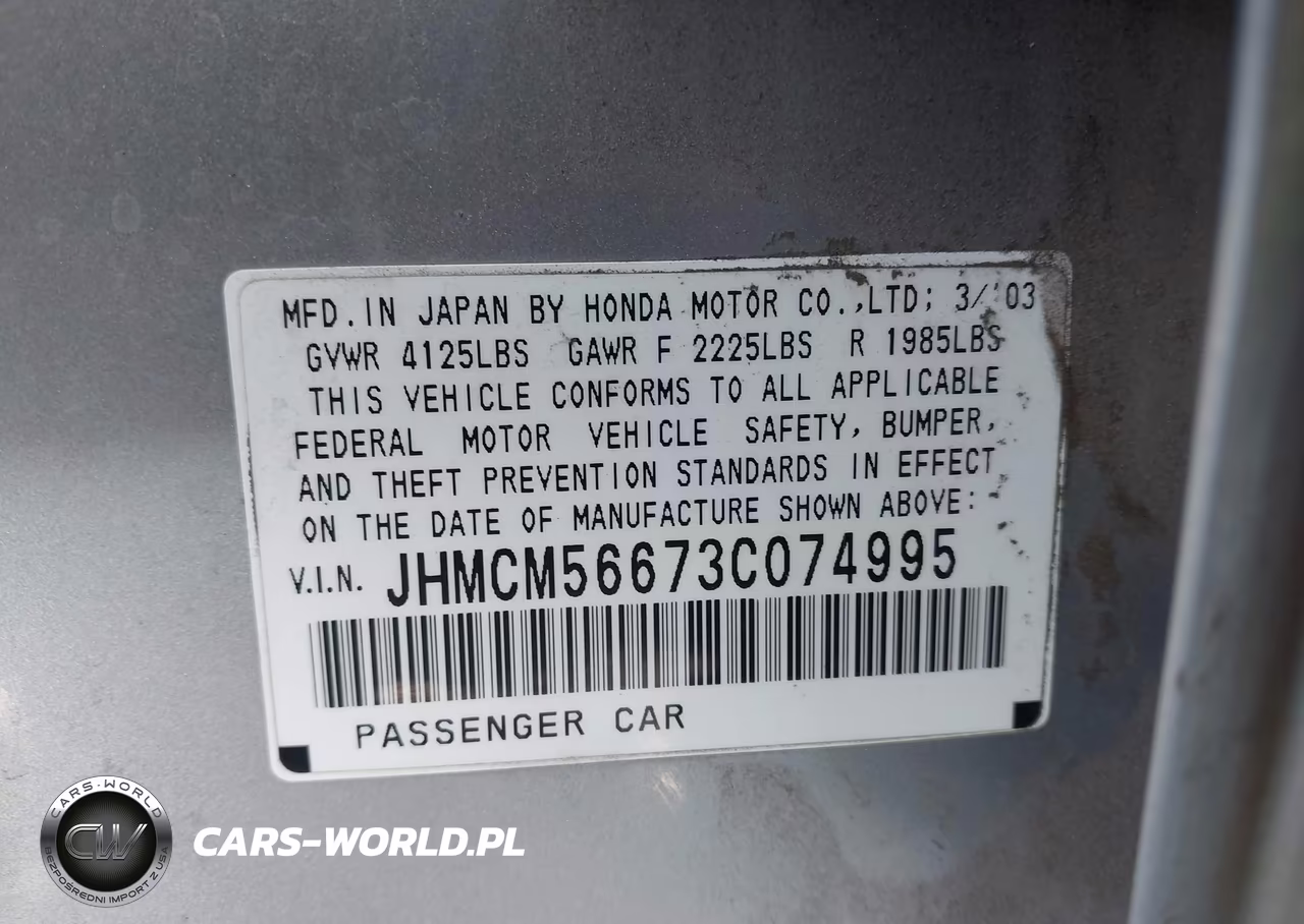 2003 Honda Accord 2.4 Ex VIN:JHMCM56673C074995 - 9