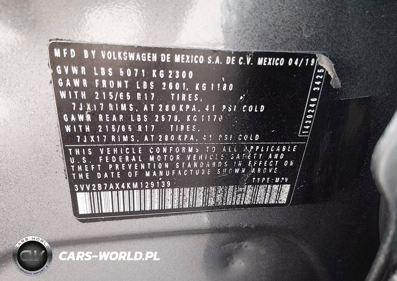 2019 Volkswagen Tiguan 2.0T Se-2.0T Sel-2.0T Sel R-Line-2.0T Sel R-Line Black VIN:3VV2B7AX4KM129139 - 9