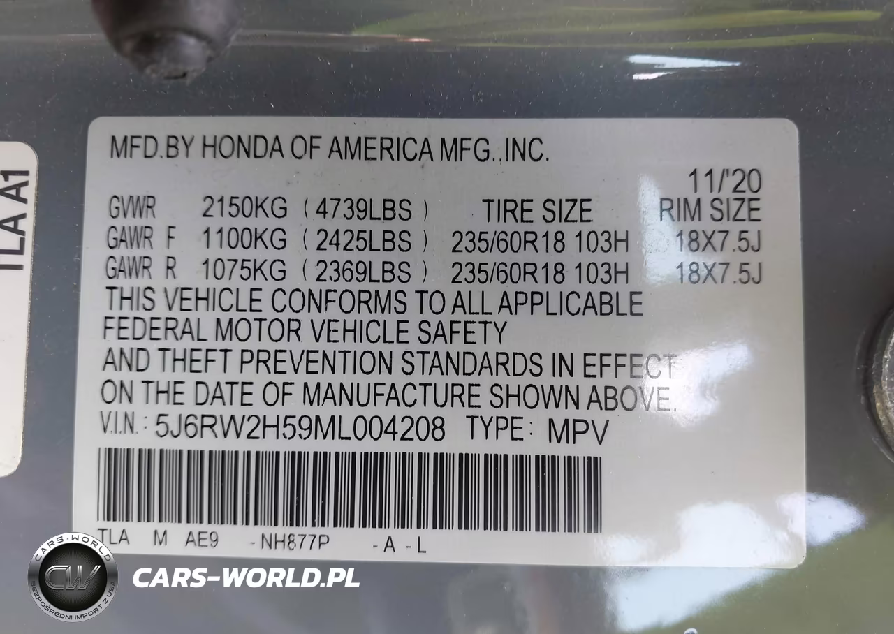 2021 Honda Cr-V Awd Ex VIN:5J6RW2H59ML004208 - 9