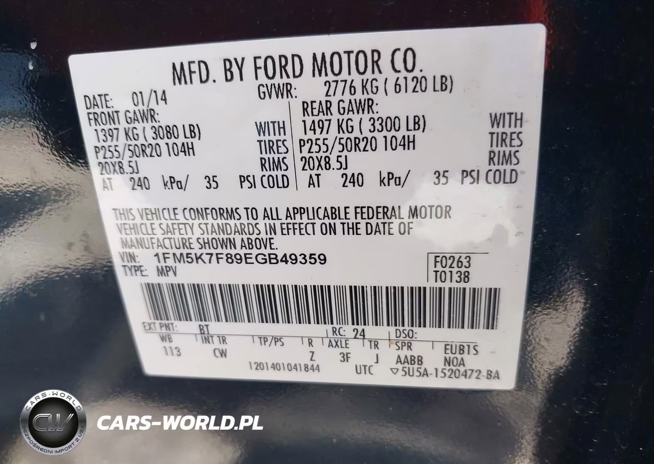 2014 Ford Explorer Limited VIN:1FM5K7F89EGB49359 - 9