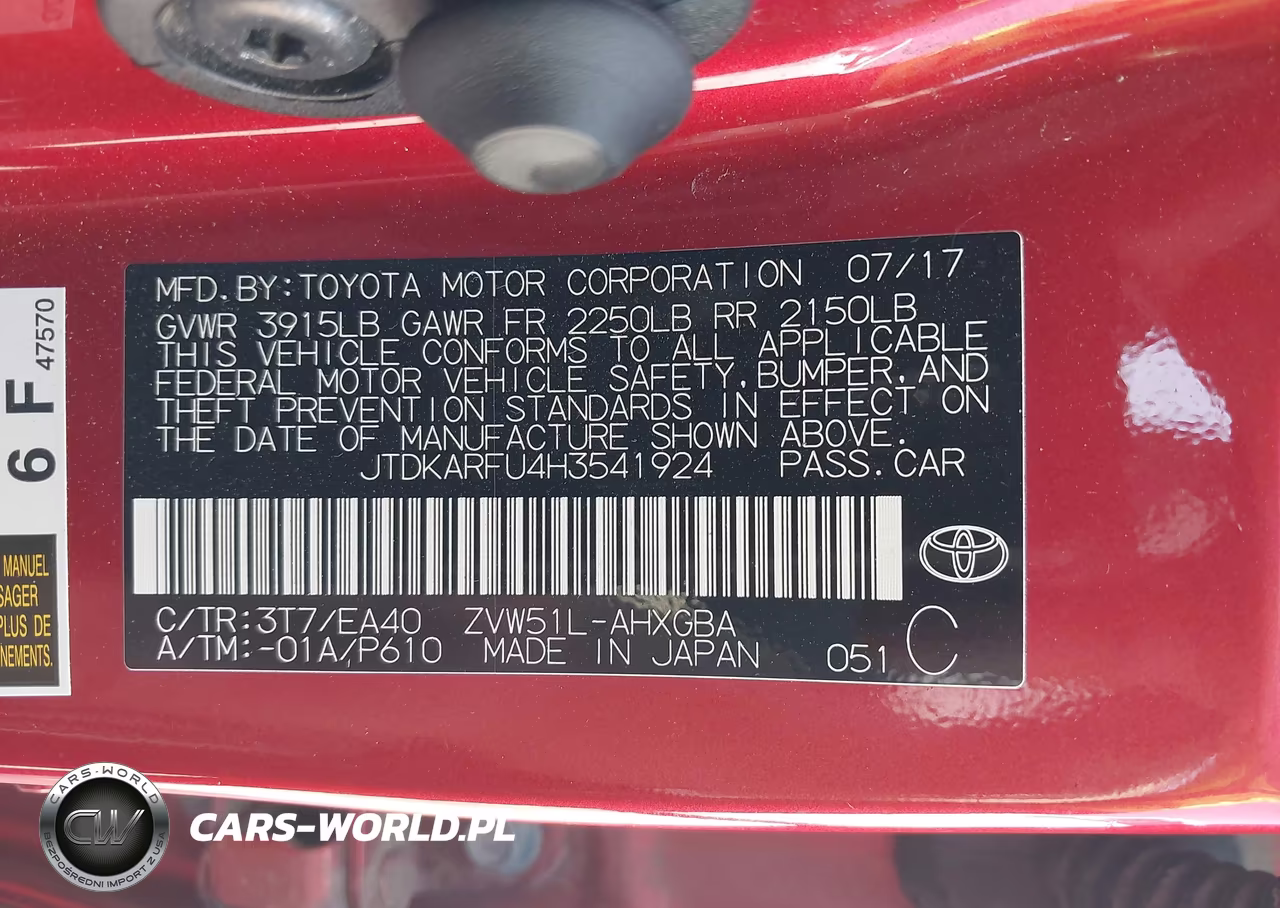 TOYOTA PRIUS VIN:JTDKARFU4H3541924 - 9