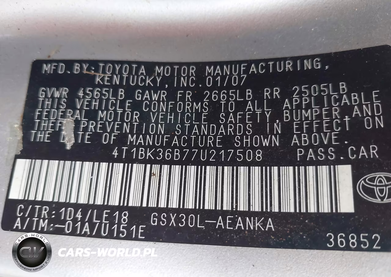 2007 Toyota Avalon Touring VIN:4T1BK36B77U217508 - 9