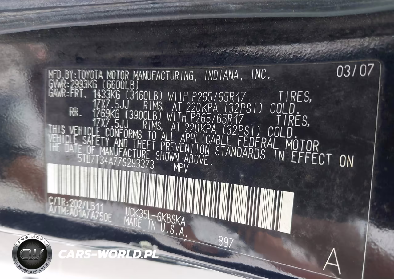 2007 Toyota Sequoia Sr5 V8 VIN:5TDZT34A77S293373 - 9