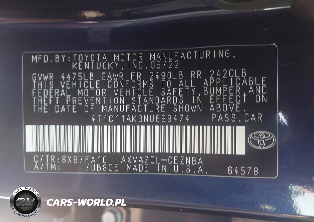 2022 Toyota Camry Le VIN:4T1C11AK3NU699474 - 9