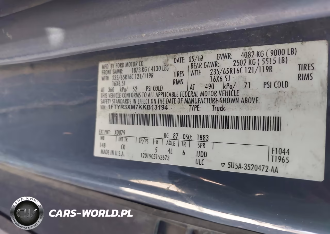 2019 Ford Transit-250 VIN:1FTYR3XM7KKB13194 - 9