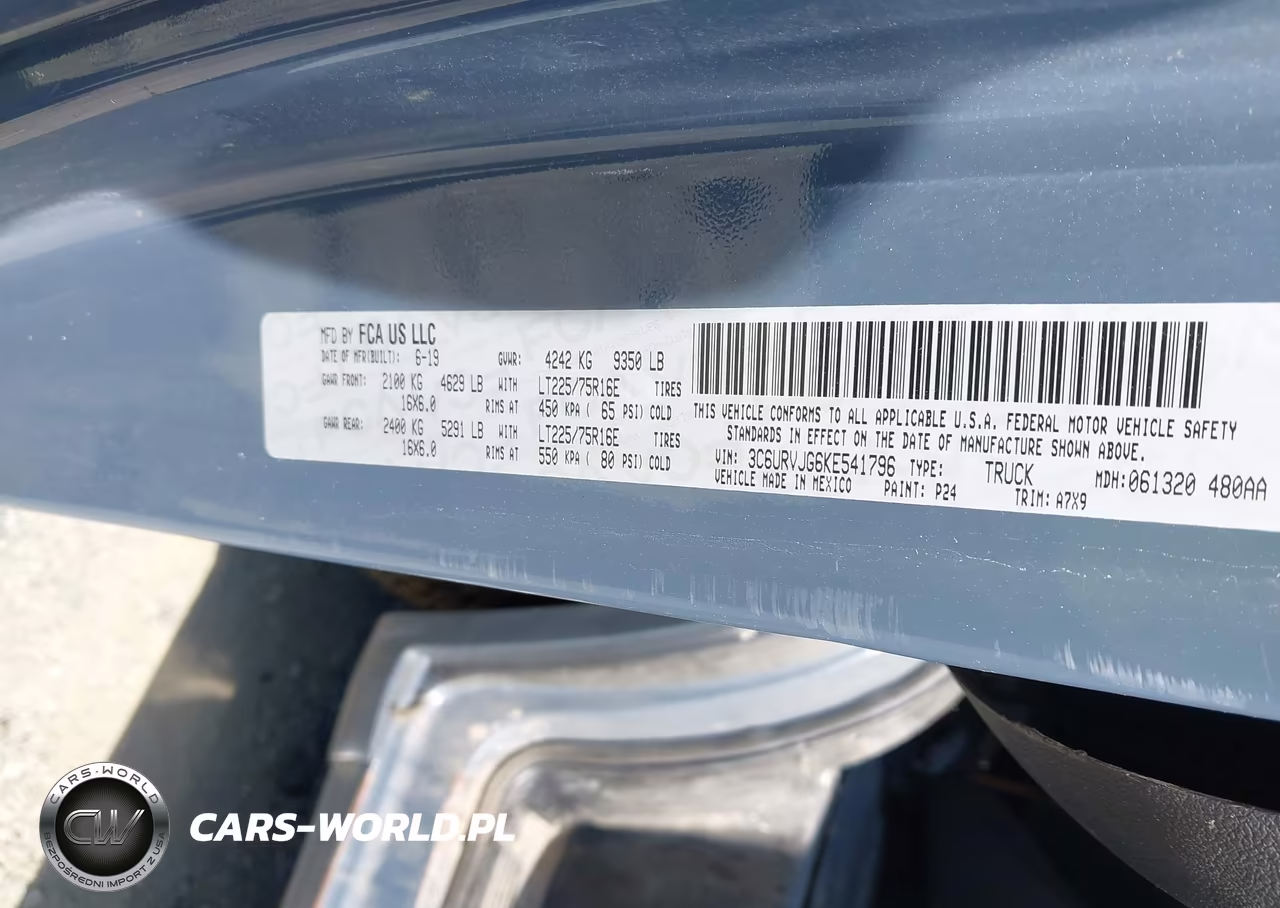 2019 Ram Promaster 3500 Cargo Van High Roof 159 Wb Ext VIN:3C6URVJG6KE541796 - 9
