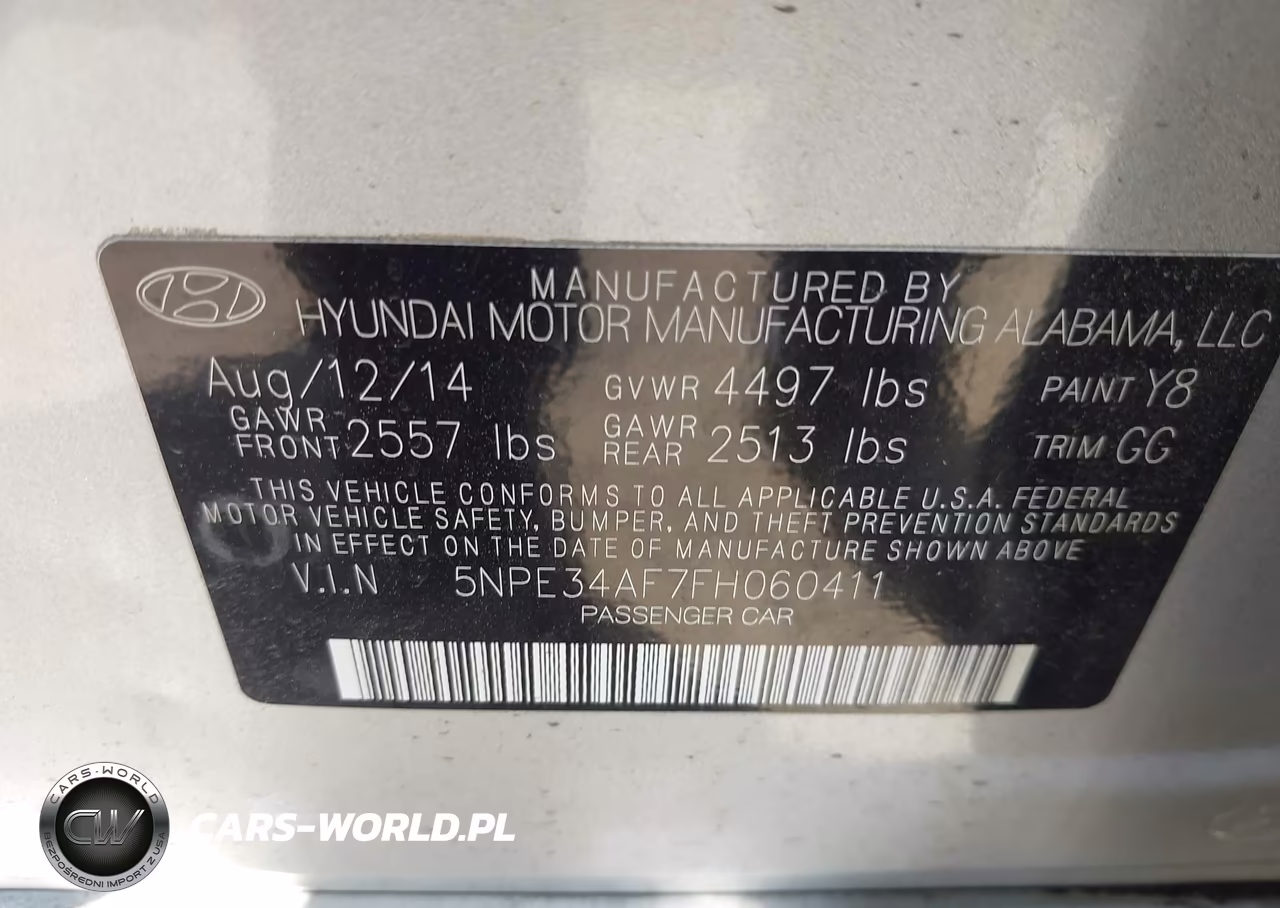 2015 Hyundai Sonata Sport VIN:5NPE34AF7FH060411 - 9