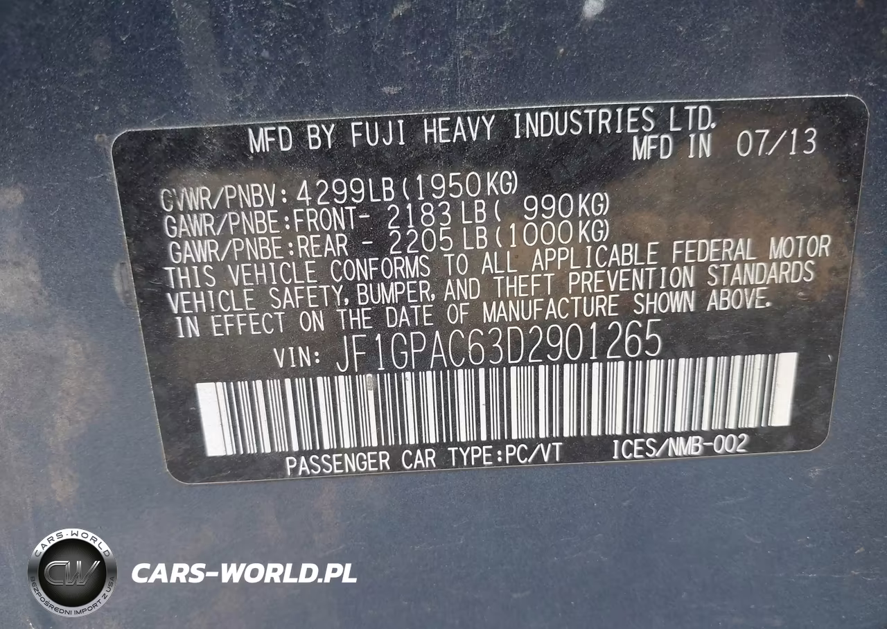2013 Subaru Impreza 2.0I Premium VIN:JF1GPAC63D2901265 - 9