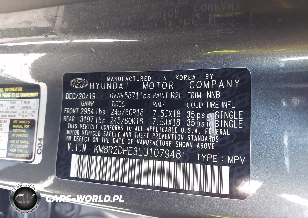 2020 Hyundai Palisade Sel VIN:KM8R2DHE3LU107948 - 9