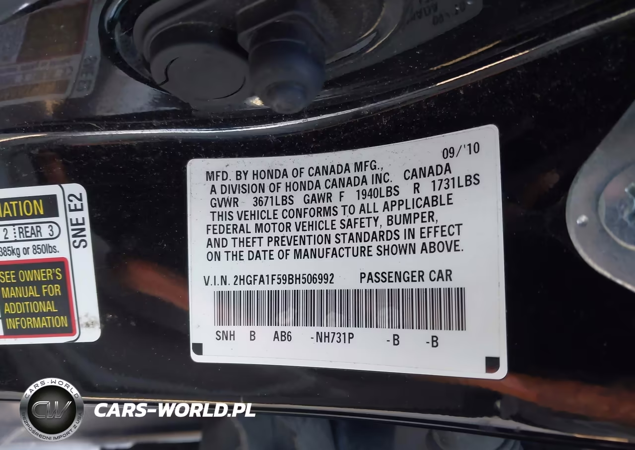 2011 Honda Civic Lx VIN:2HGFA1F59BH506992 - 9