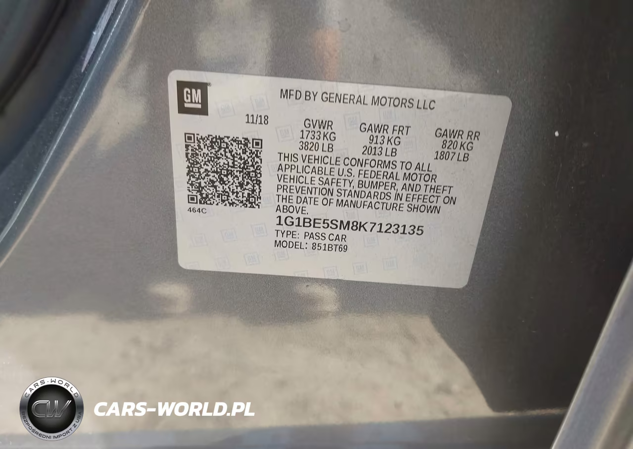 2019 Chevrolet Cruze Lt VIN:1G1BE5SM8K7123135 - 9