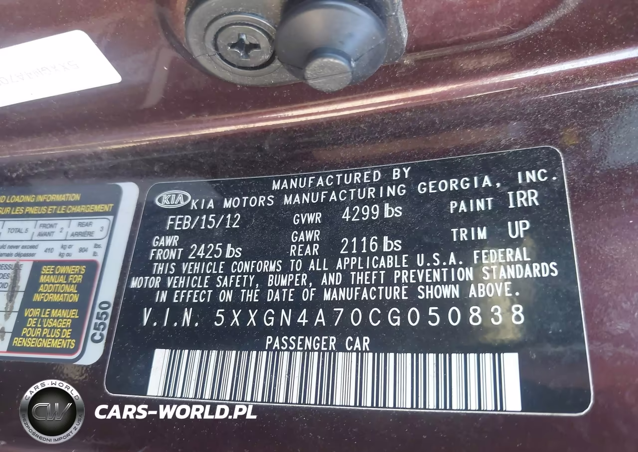 2012 Kia Optima Ex VIN:5XXGN4A70CG050838 - 9