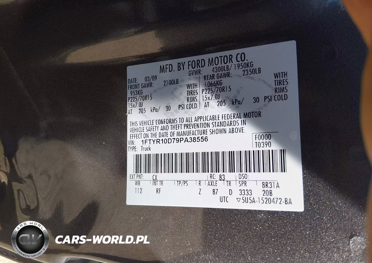 2009 Ford Ranger Sport-Xl-Xlt VIN:1FTYR10D79PA38556 - 9