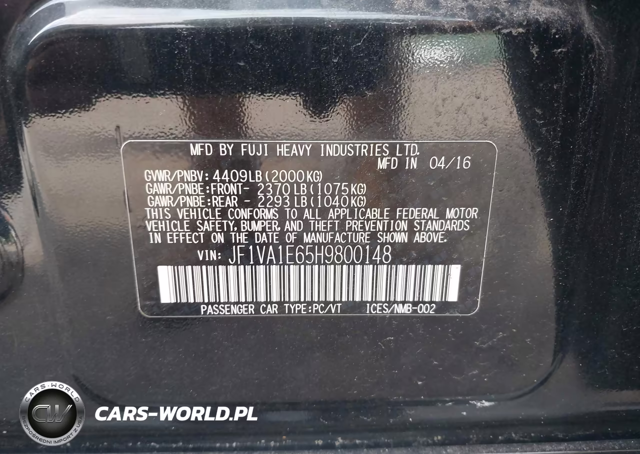 2017 Subaru Wrx Premium VIN:JF1VA1E65H9800148 - 9