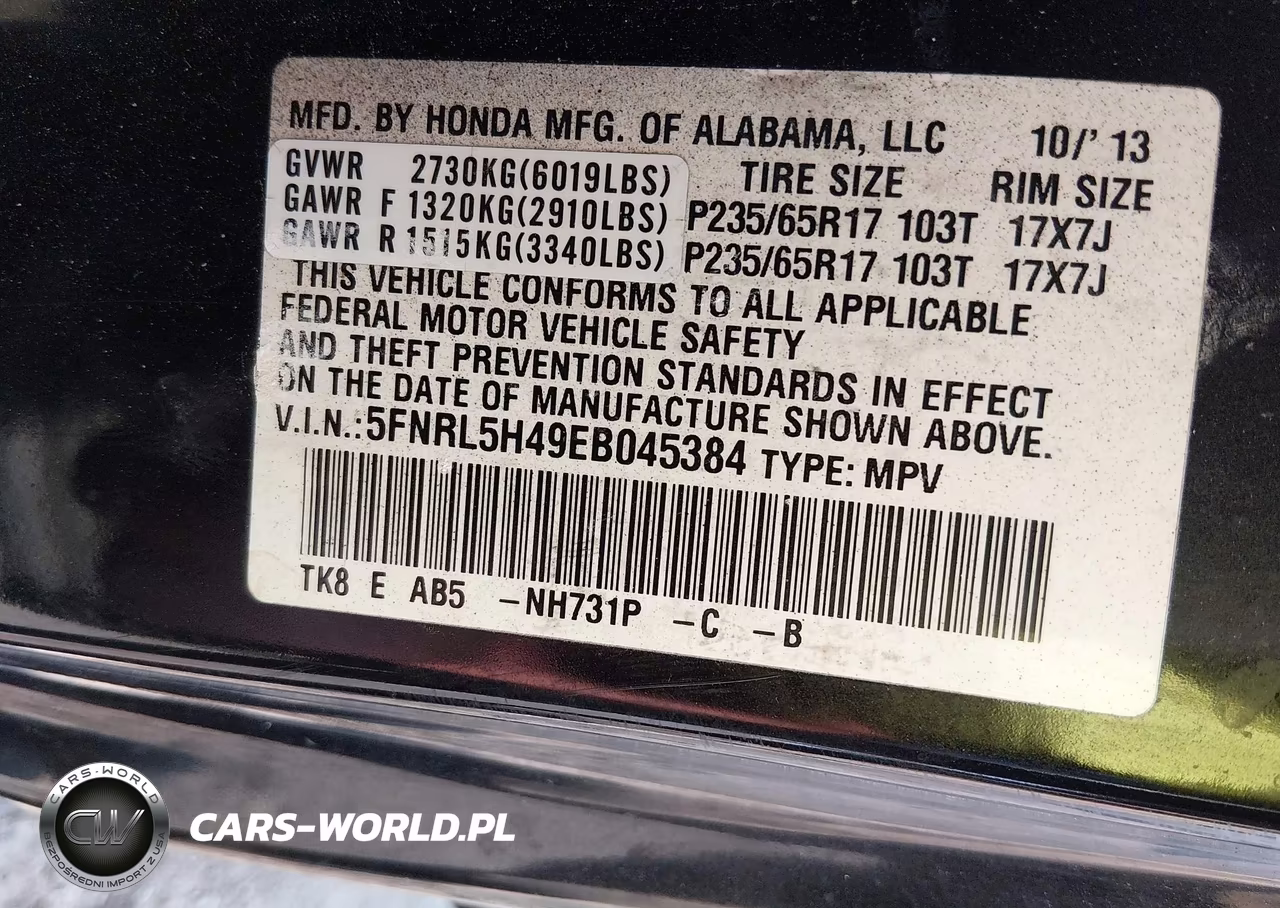 2014 Honda Odyssey Ex VIN:5FNRL5H49EB045384 - 9
