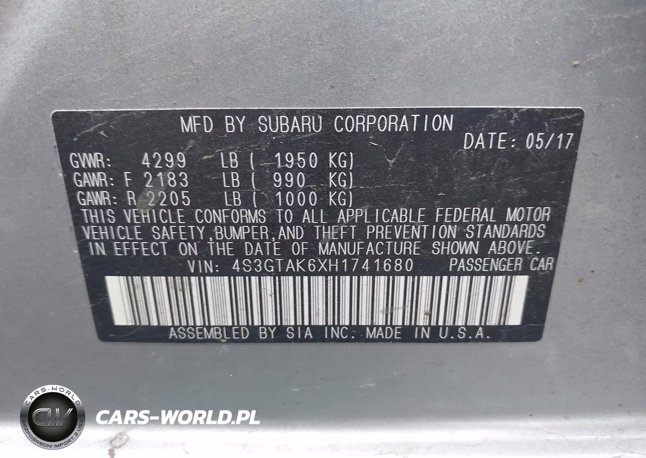 2017 Subaru Impreza 2.0I Sport VIN:4S3GTAK6XH1741680 - 9