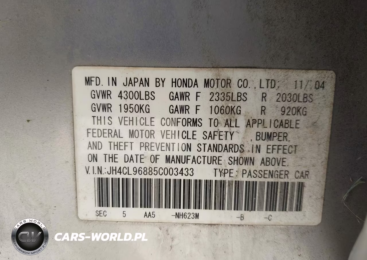 2005 Acura Tsx VIN:JH4CL96885C003433 - 9
