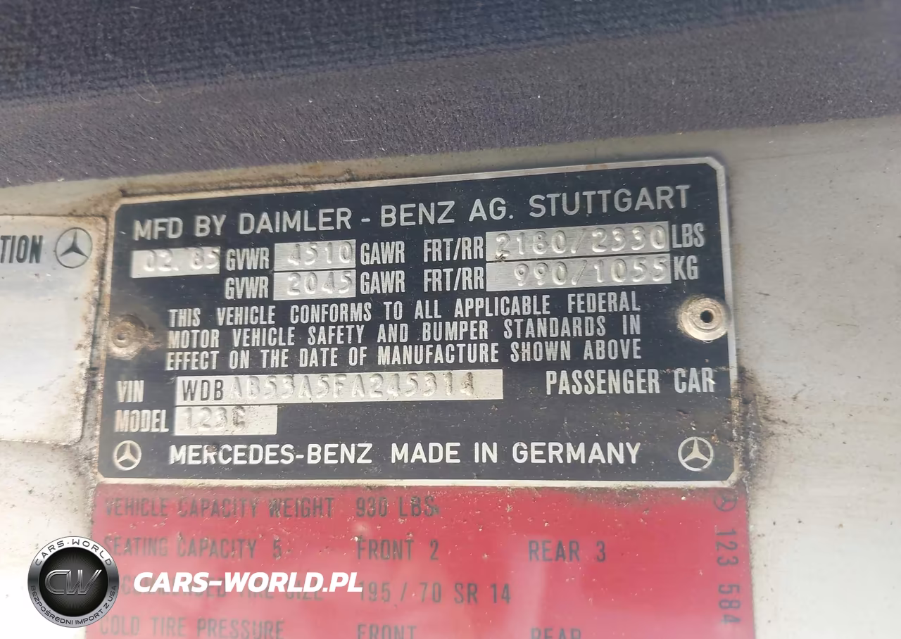 1985 Mercedes-Benz 300 Cdt VIN:WDBAB53A5FA245314 - 9