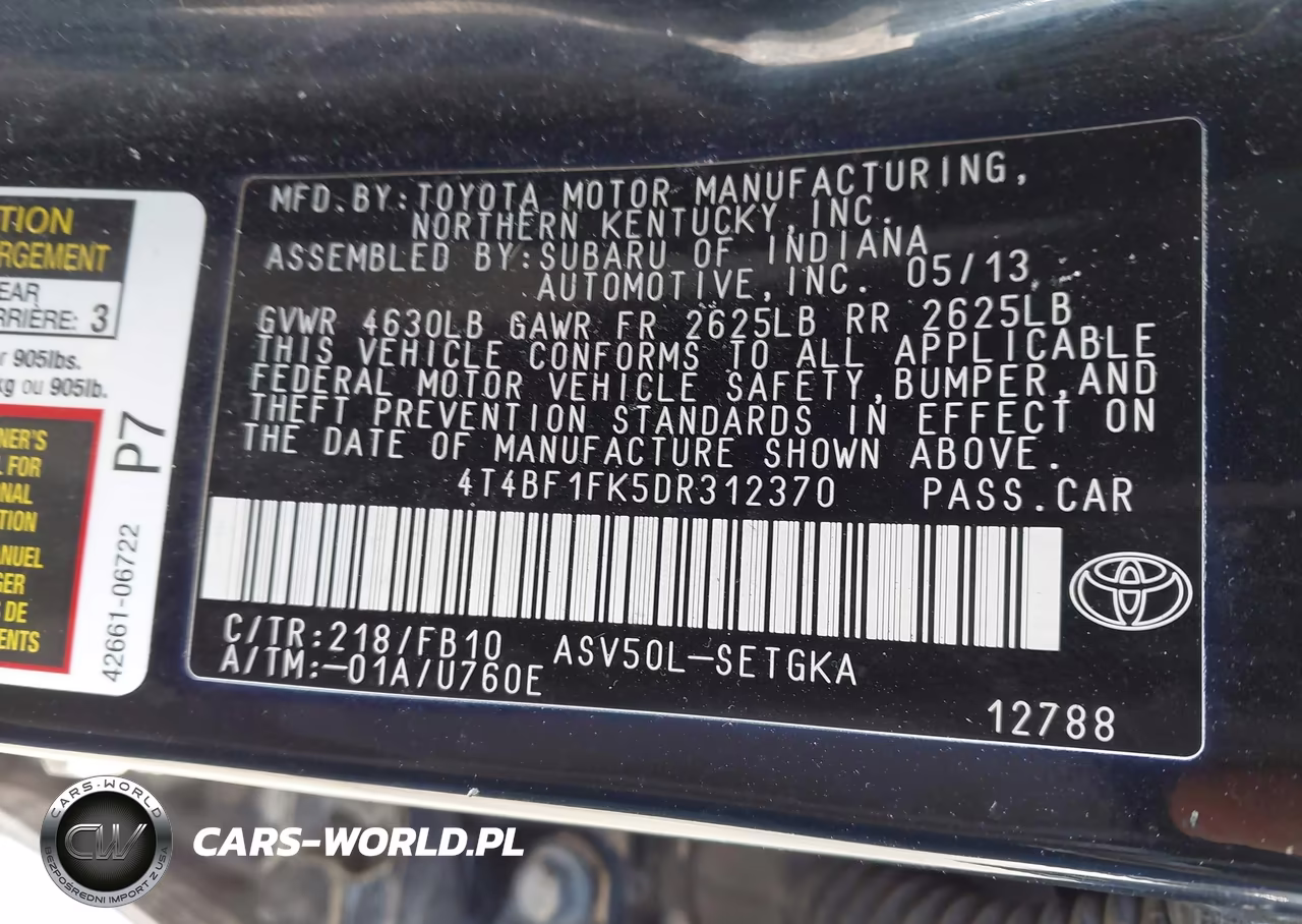 2013 Toyota Camry Xle VIN:4T4BF1FK5DR312370 - 9