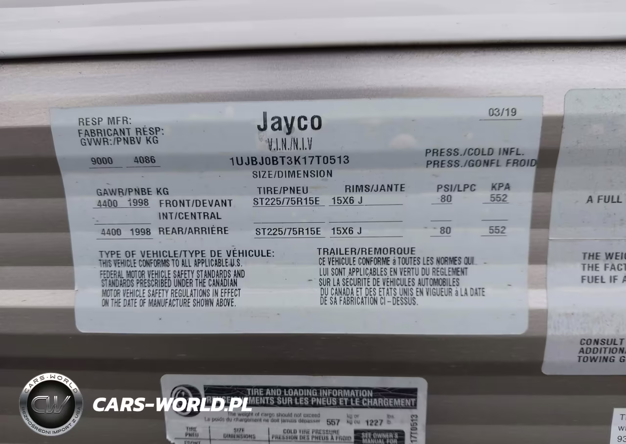 2019 Jayco Camper VIN:1UJBJ0BT3K17T0513 - 9