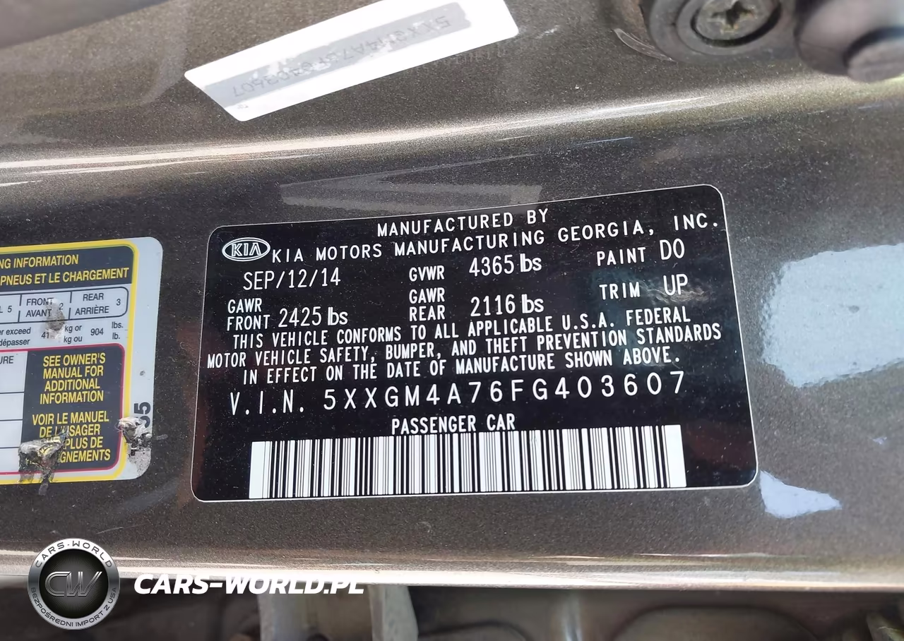 2015 Kia Optima Lx VIN:5XXGM4A76FG403607 - 9