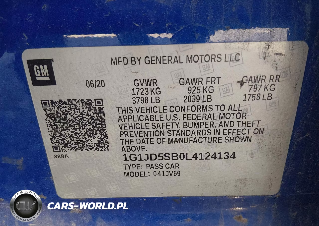 2020 Chevrolet Sonic Fwd Lt VIN:1G1JD5SB0L4124134 - 9