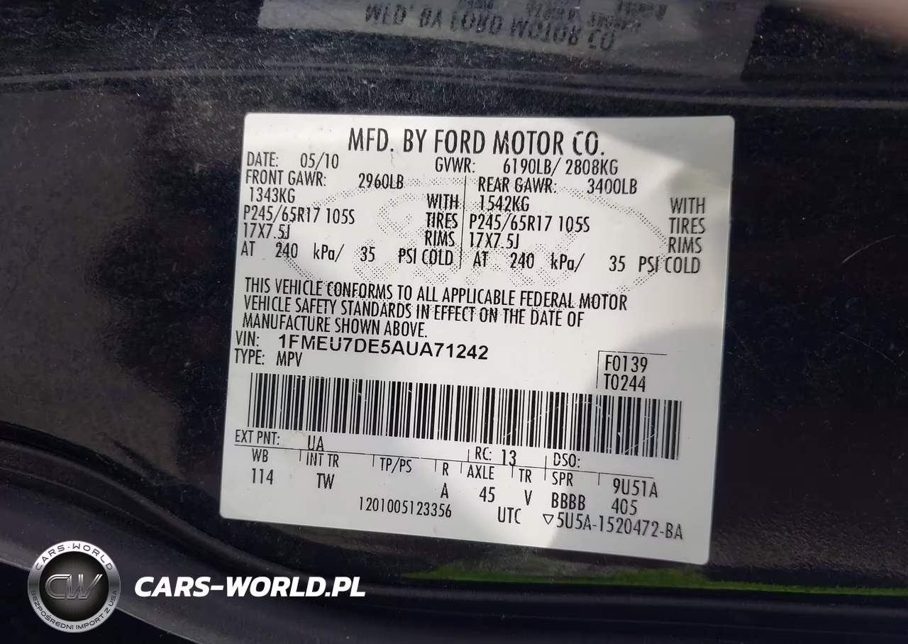 2010 Ford Explorer Xlt VIN:1FMEU7DE5AUA71242 - 9