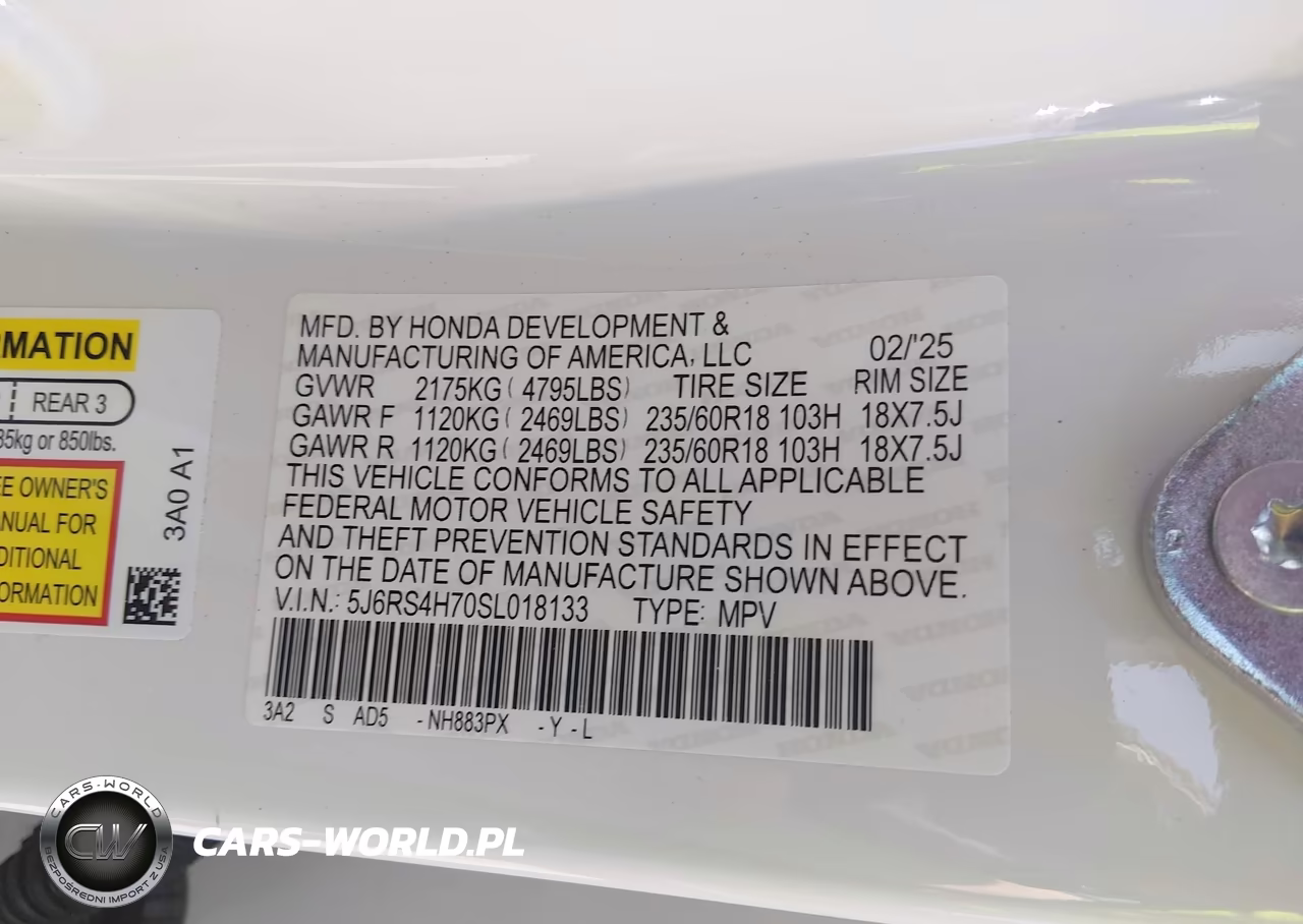 2025 Honda Cr-V Ex-L Awd VIN:5J6RS4H70SL018133 - 9