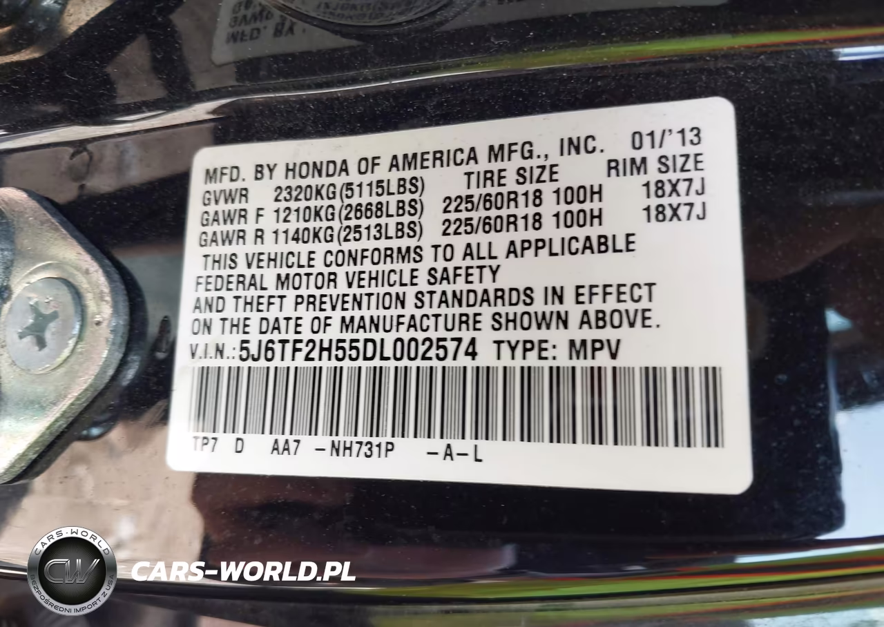 2013 Honda Crosstour Ex-L V6 VIN:5J6TF2H55DL002574 - 9