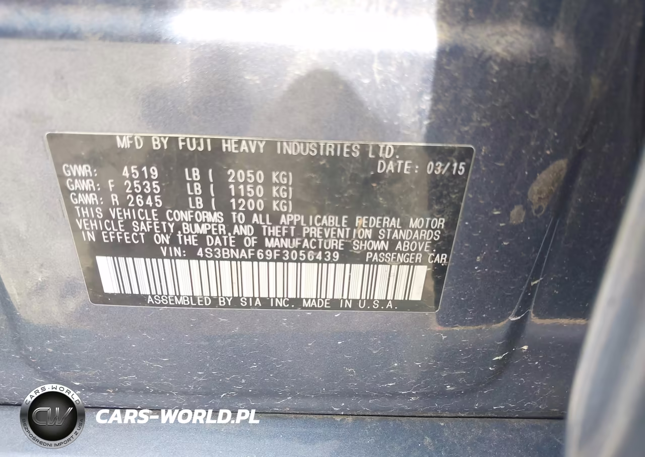 2015 Subaru Legacy 2.5I Premium VIN:4S3BNAF69F3056439 - 9
