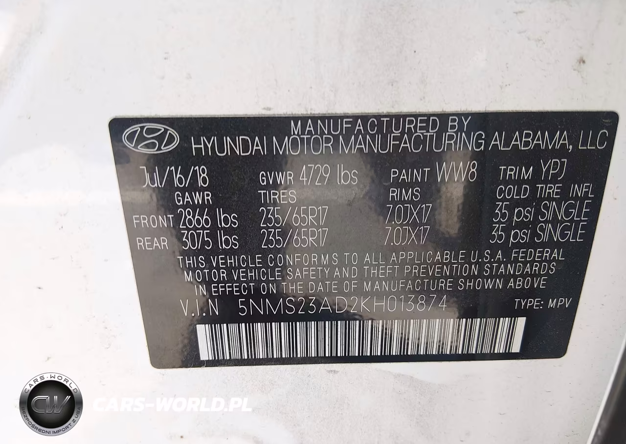 2019 Hyundai Santa Fe Se VIN:5NMS23AD2KH013874 - 9