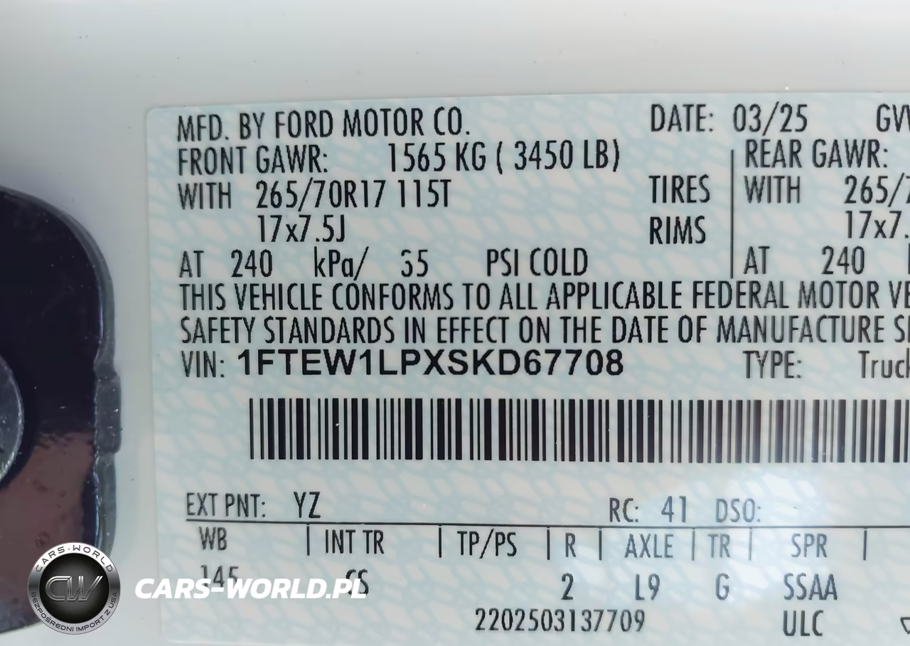 2025 Ford F-150 Xl VIN:1FTEW1LPXSKD67708 - 9