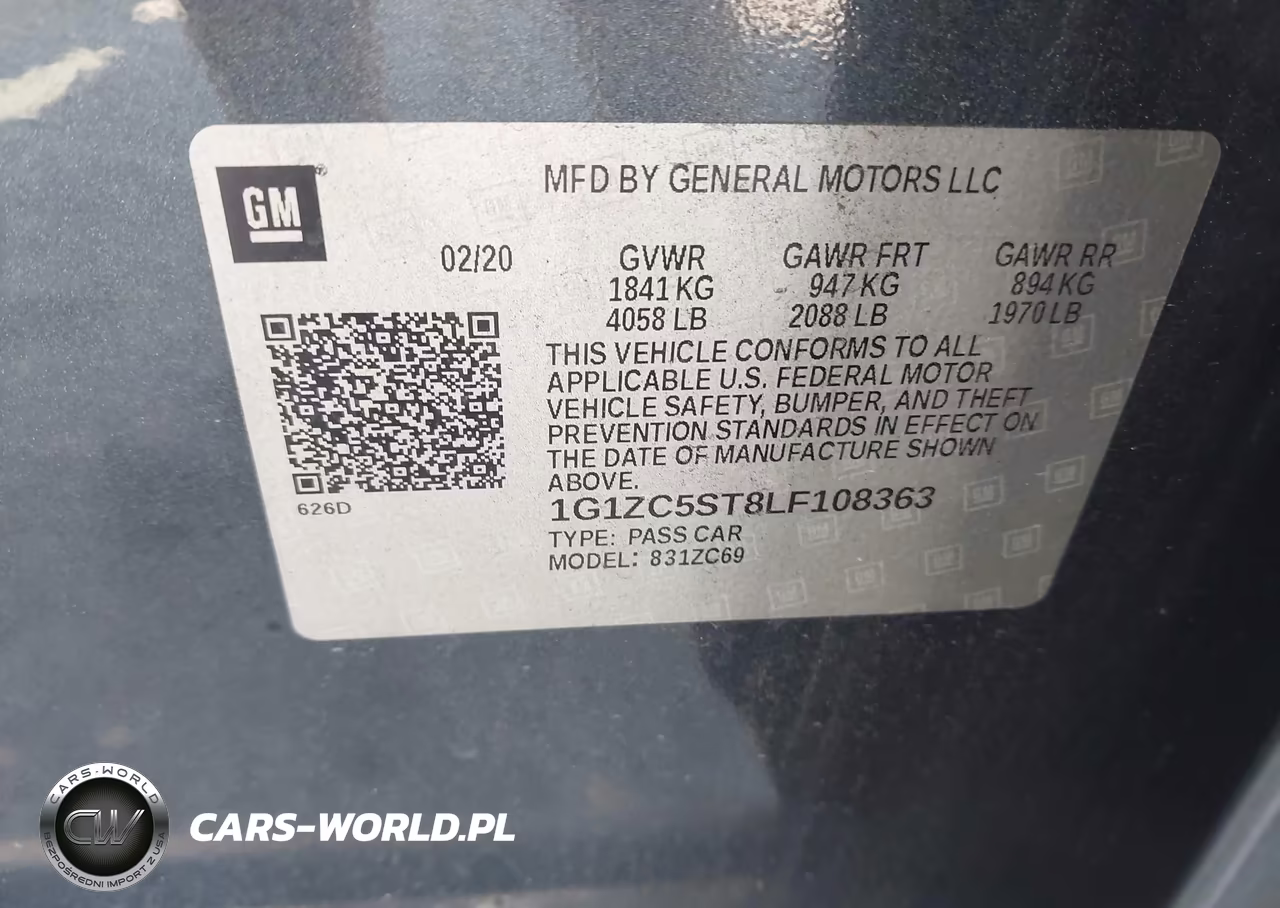 2020 Chevrolet Malibu Fwd 1Fl VIN:1G1ZC5ST8LF108363 - 9