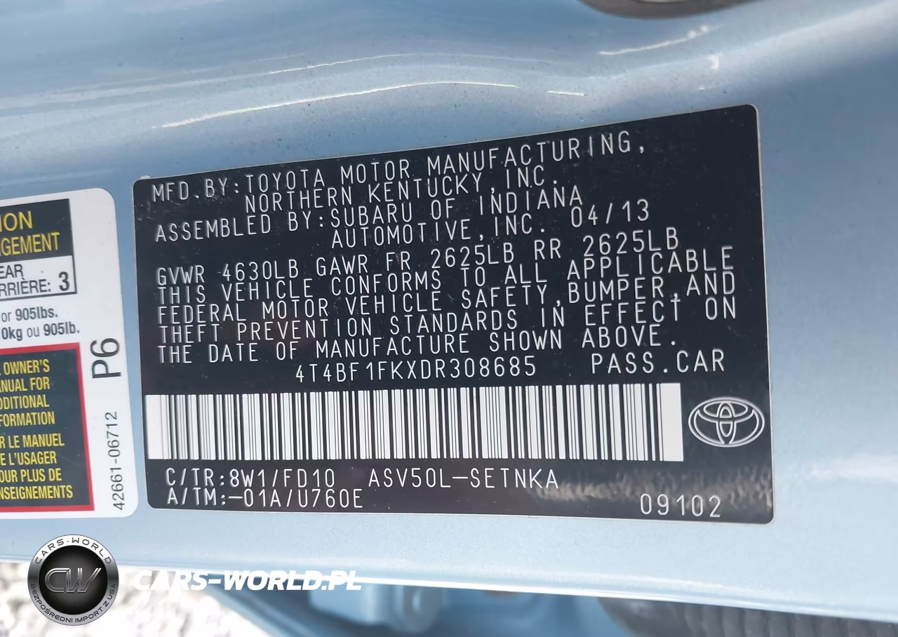 2013 Toyota Camry Le VIN:4T4BF1FKXDR308685 - 9