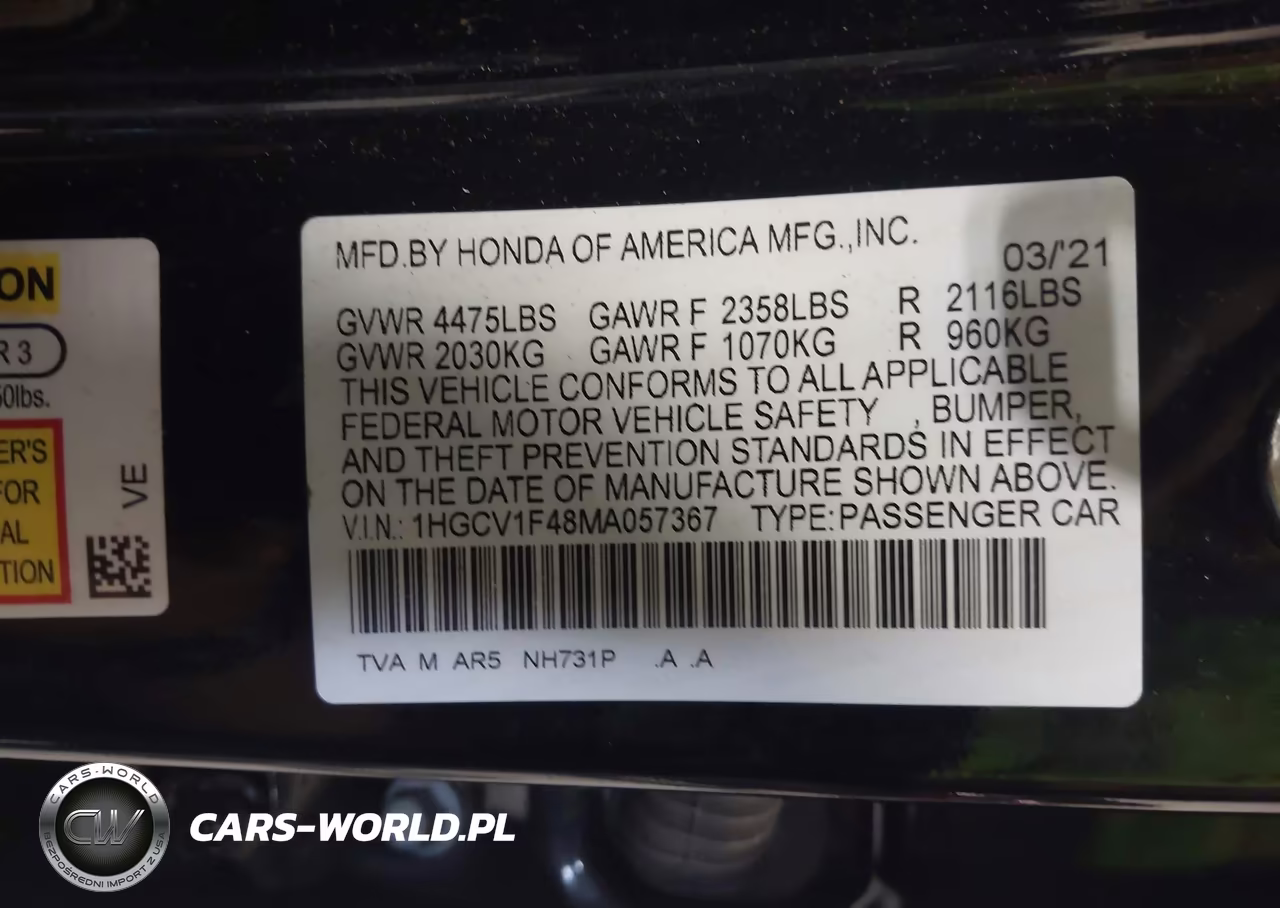 2021 Honda Accord Sport Special Edition VIN:1HGCV1F48MA057367 - 9